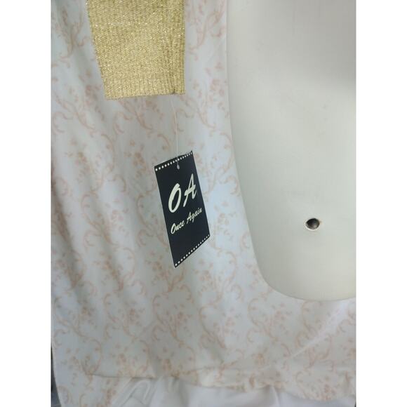 Gold Metallic Mock Neck Sweater, Size S - Picture 9 of 10